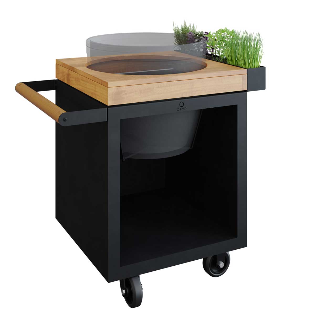 OFYR Kamado Table Black 65 PRO Teakholz BGE OFYR Kamado Table Black 65 PRO Teakholz BGE
