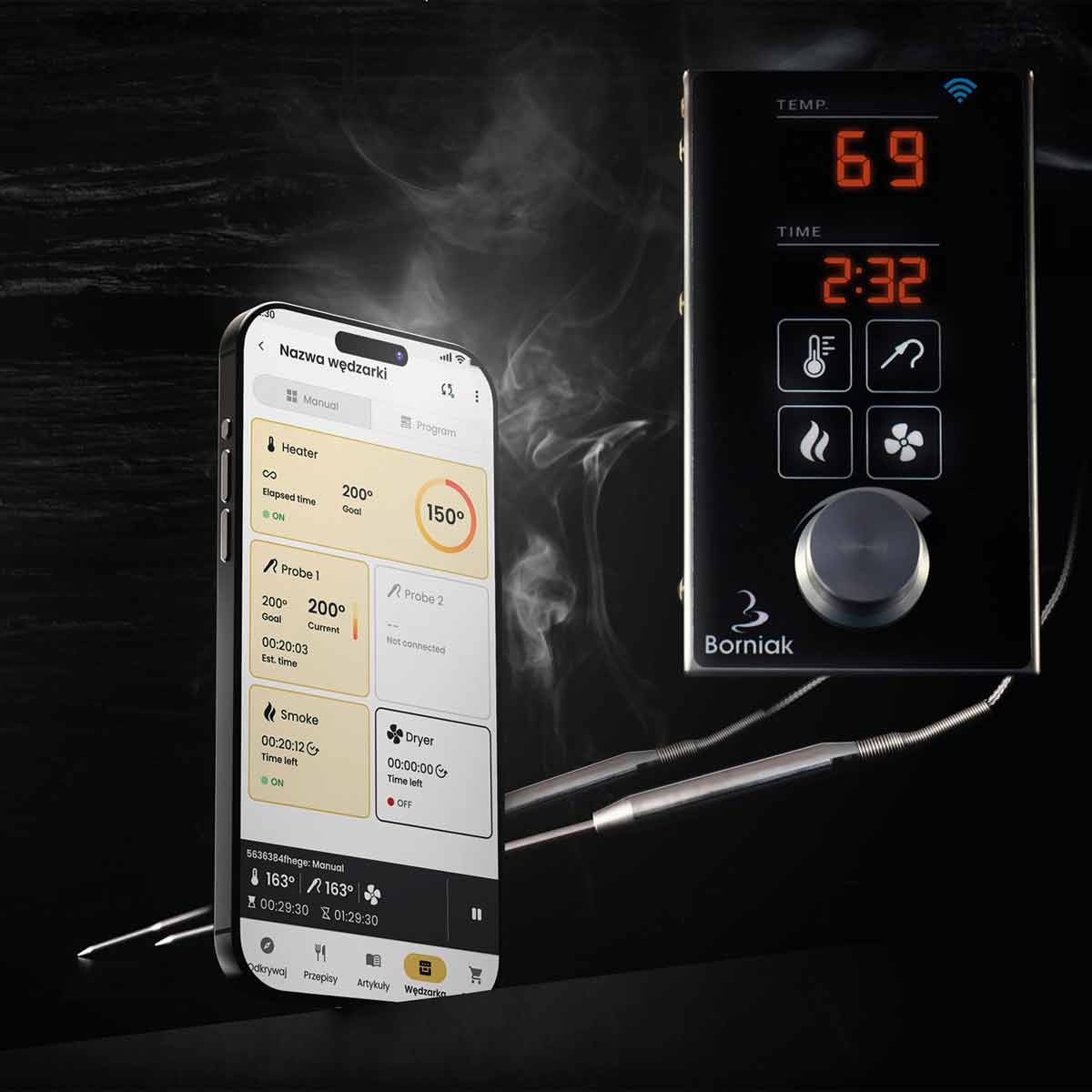  Borniak BBQ Smoker WiFi BBDSW-70, Steuerung über Smartphone und App