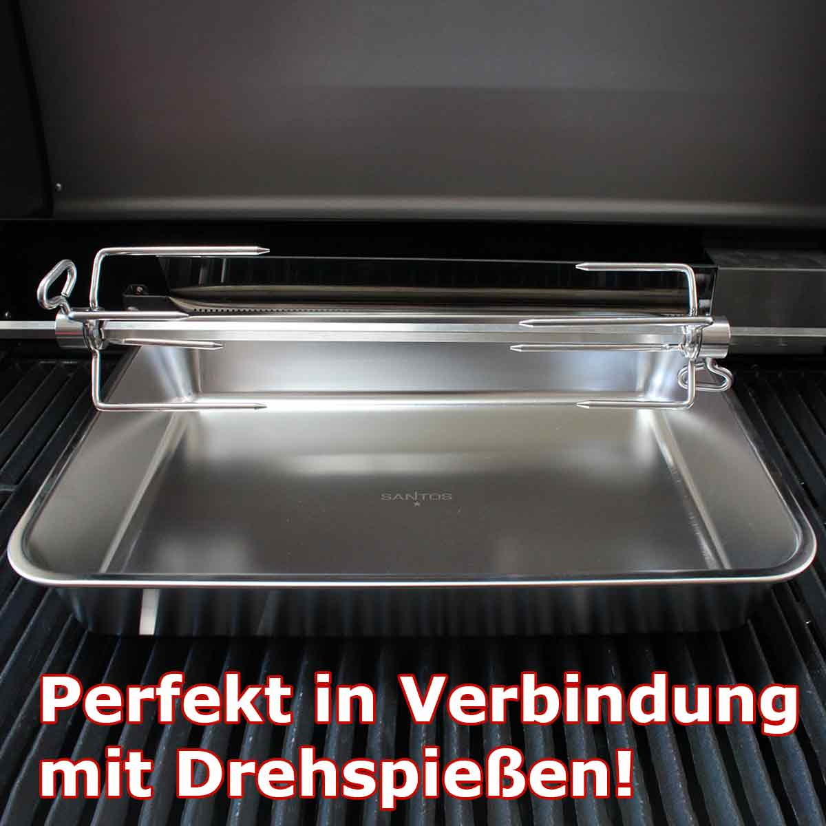 SANTOS Edelstahl Grillschale & Auffangschale, groß - 2x 