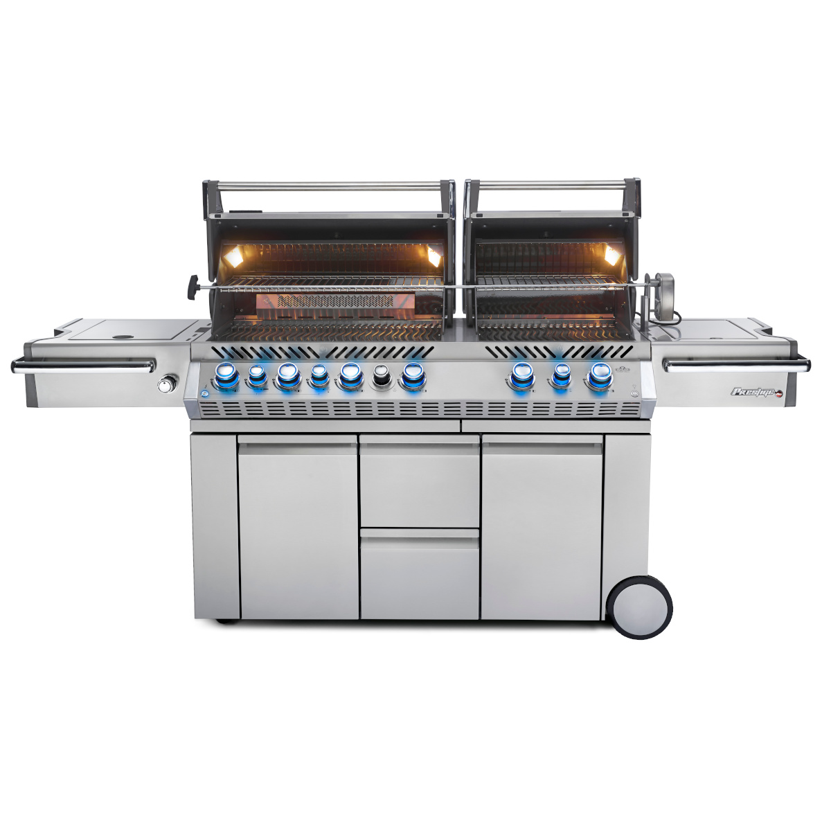Napoleon Prestige Pro 825 | Edelstahl inkl. Drehspieß und Einsatzpfanne