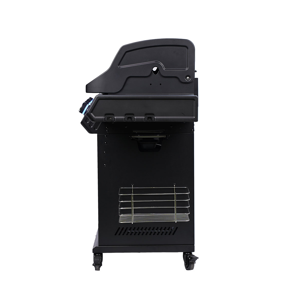 SANTOS S-418 Pro All Black Matt | Seiten- & Heckbrenner | inkl. Drehspieß & Abdeckhaube