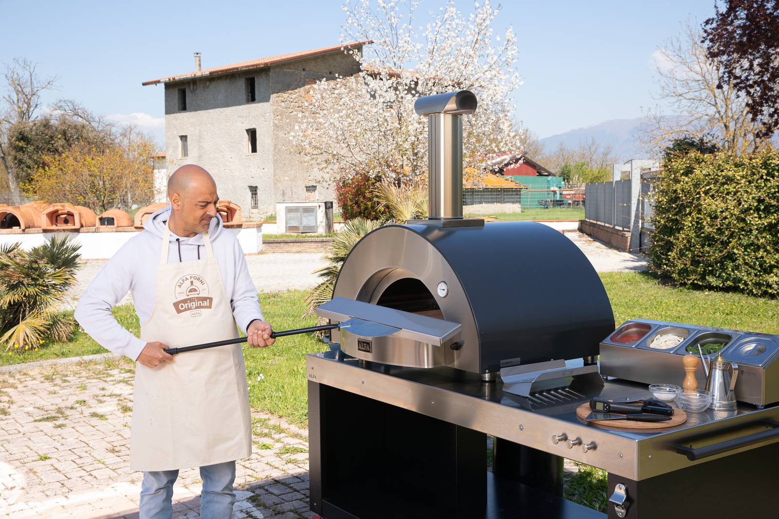 Alffa Forni -Kit Hybrid 4 Pizze (Classico) Edelstahl