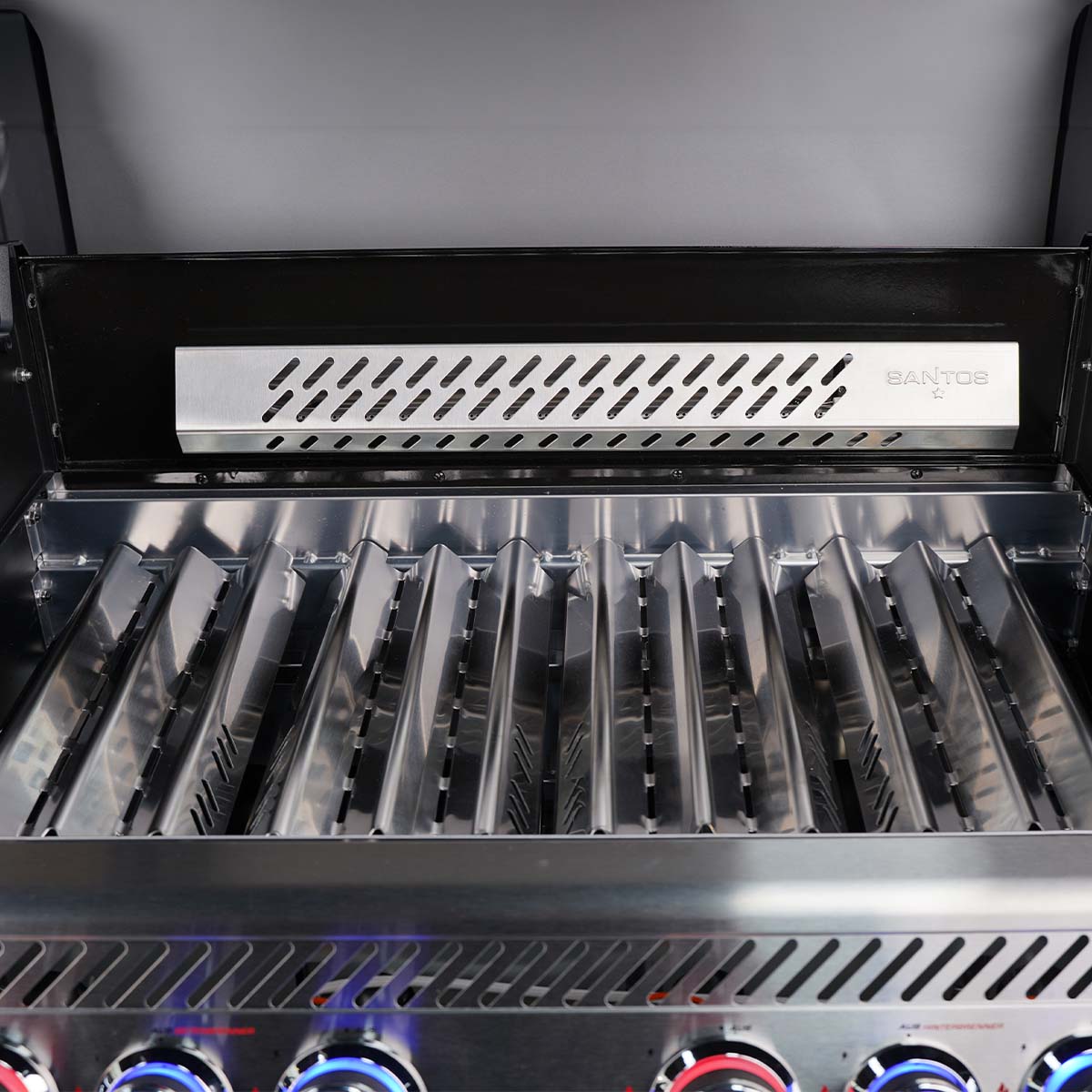 SANTOS Gasgrill S-418 Pro Edelstahl mit IR-Seiten- & Heckbrenner
