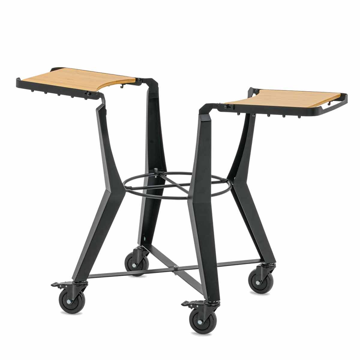 Monolith Gestell mit Seitentischen für den Two.55 Keramikgrill, schräge Ansicht vorne rechts