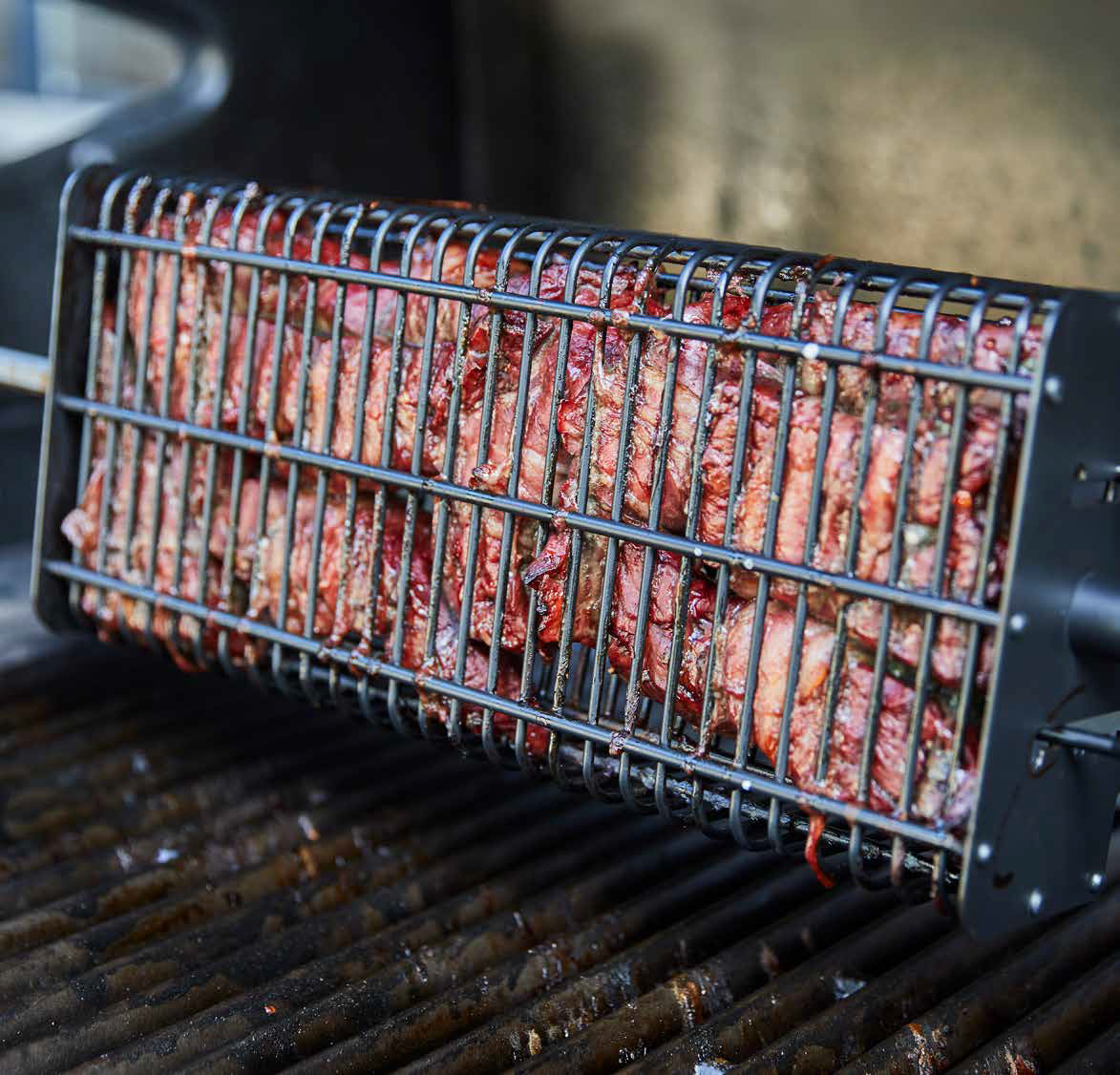 SANTOS Drehspieß-Korb Set für Drehspieße | Grillkorb | eckig | Retoure