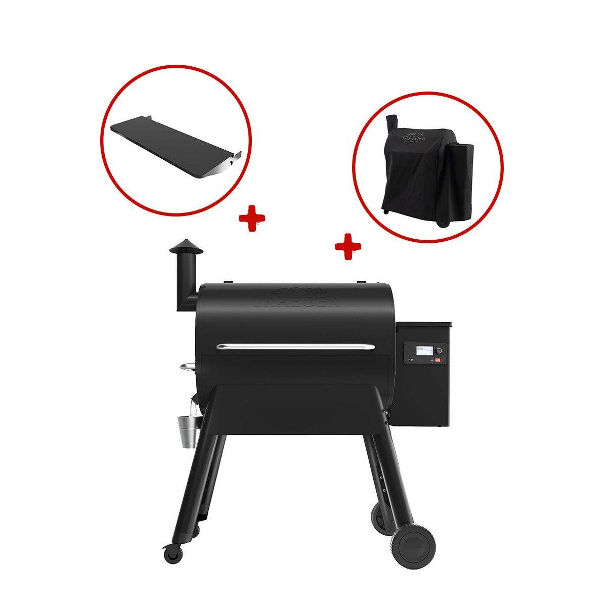 Traeger Pelletgrill PRO D2 780, Schwarz inkl. Abdeckhaube und Frontablage