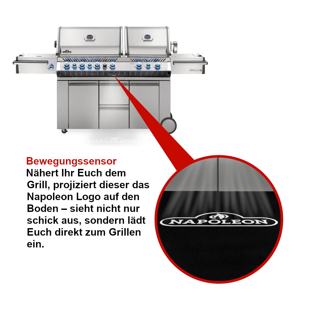 Napoleon Prestige Pro 825 | Edelstahl inkl. Drehspieß und Einsatzpfanne