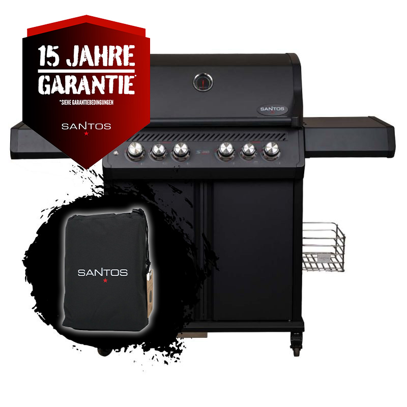 SANTOS S-418 Pro All Black Matt | Seiten- & Heckbrenner | inkl. Abdeckhaube