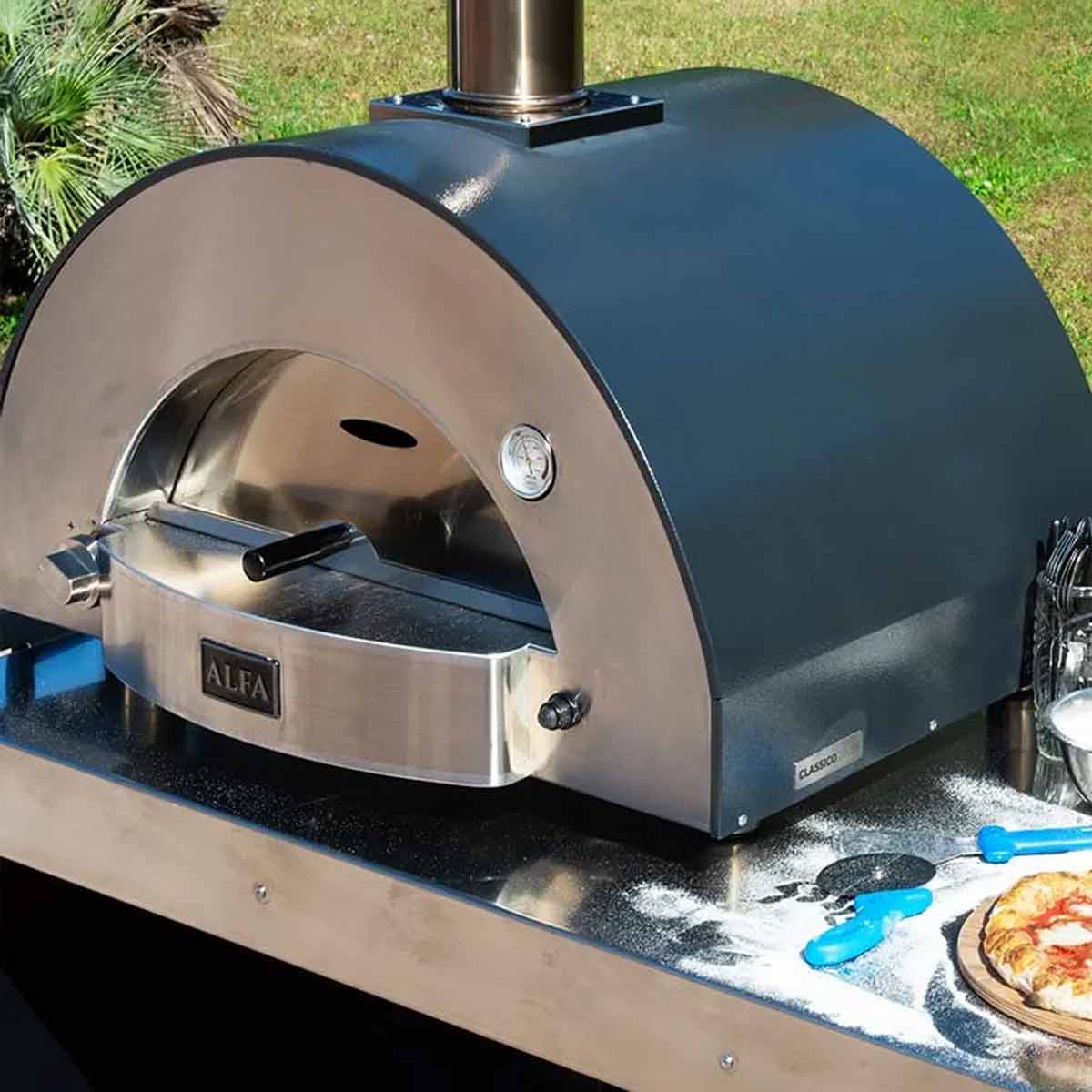 Alfa Forni Gas Pizzaofen Classico | 2 Pizze | Schiefergrau | Hybrid
