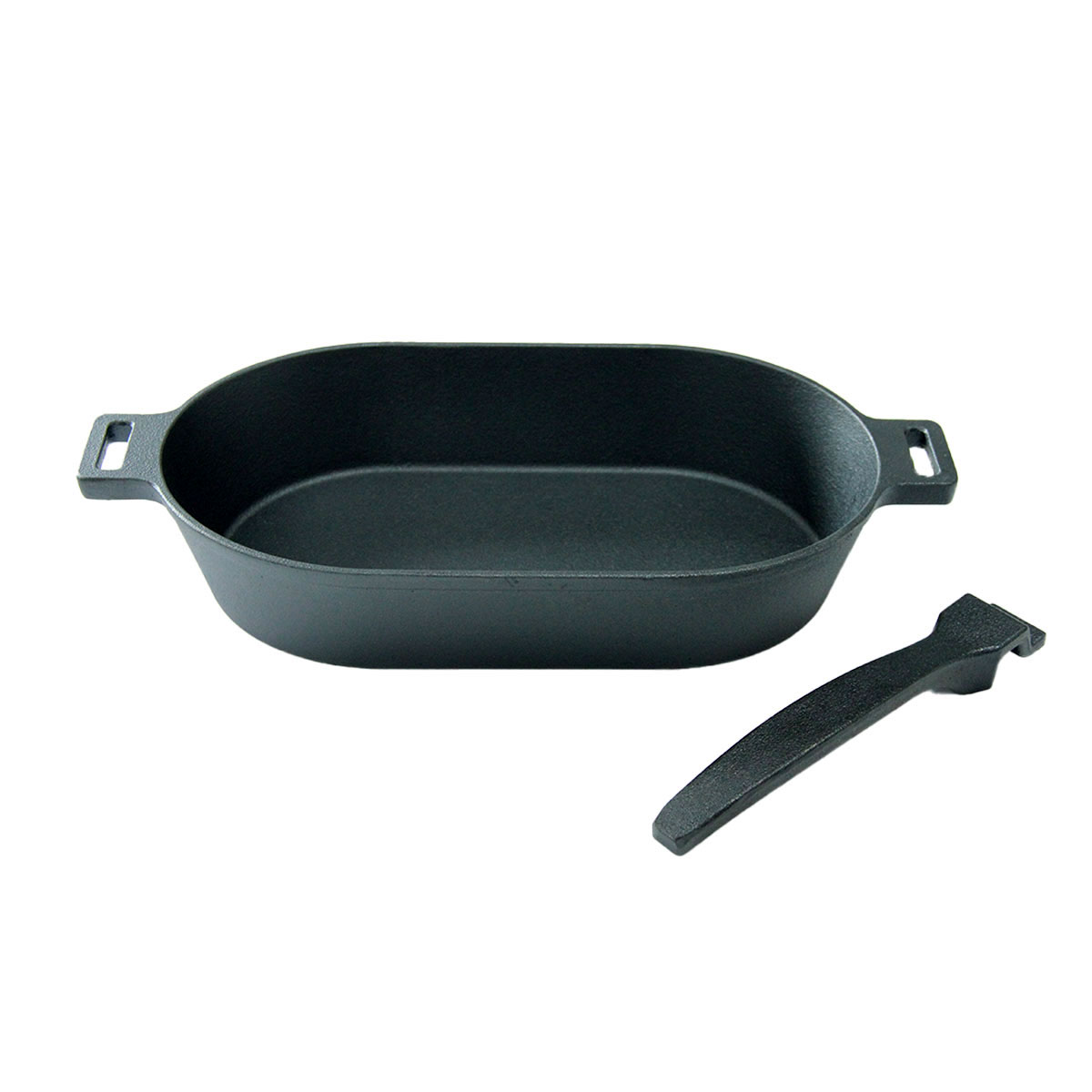 SANTOS SANTOS Gusseiserne Grillpfanne, oval mit abnehmbarem Griff, 36 x 19 cm SANTOS SANTOS Gusseiserne Grillpfanne, oval mit abnehmbarem Griff, 36 x 19 cm