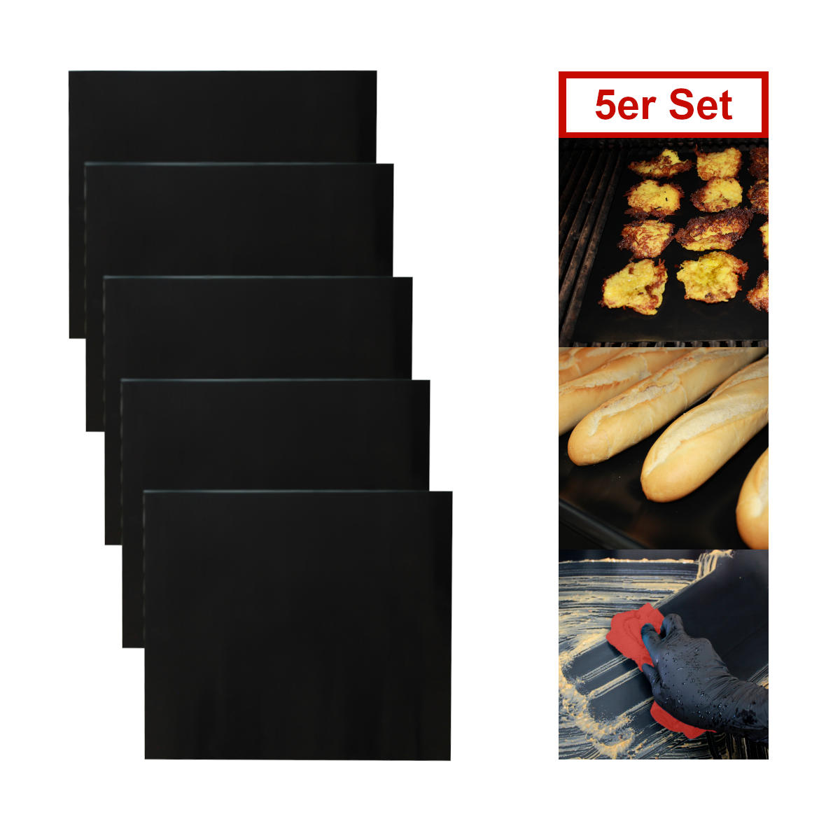SANTOS Teflon Antihaft Grillmatte 40 x 35 cm, 5er-Set | Retoure