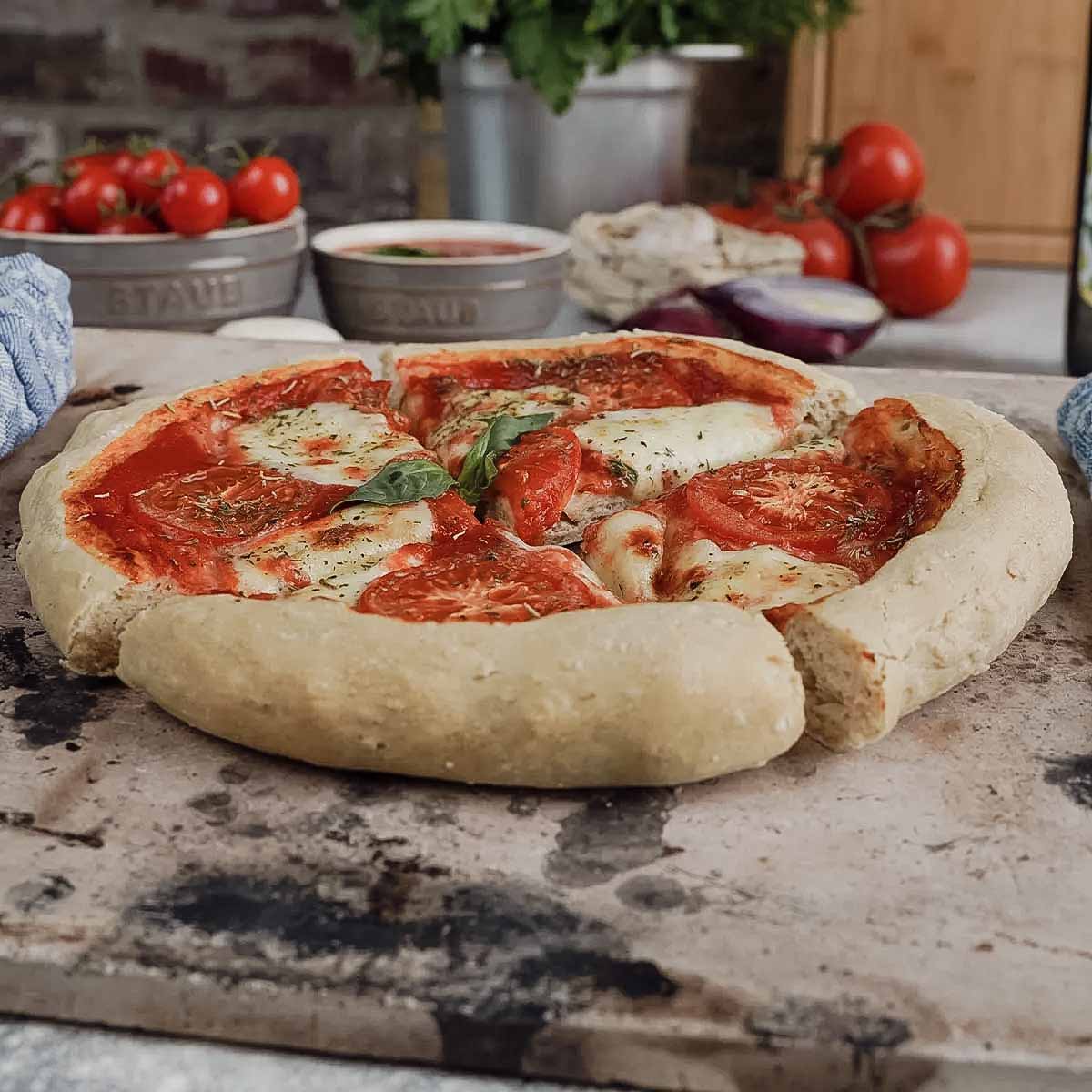 SANTOS eckiger Pizzastein XXL für Gasgrills, Backofen & Holzkohlegrills, Flammkuchen