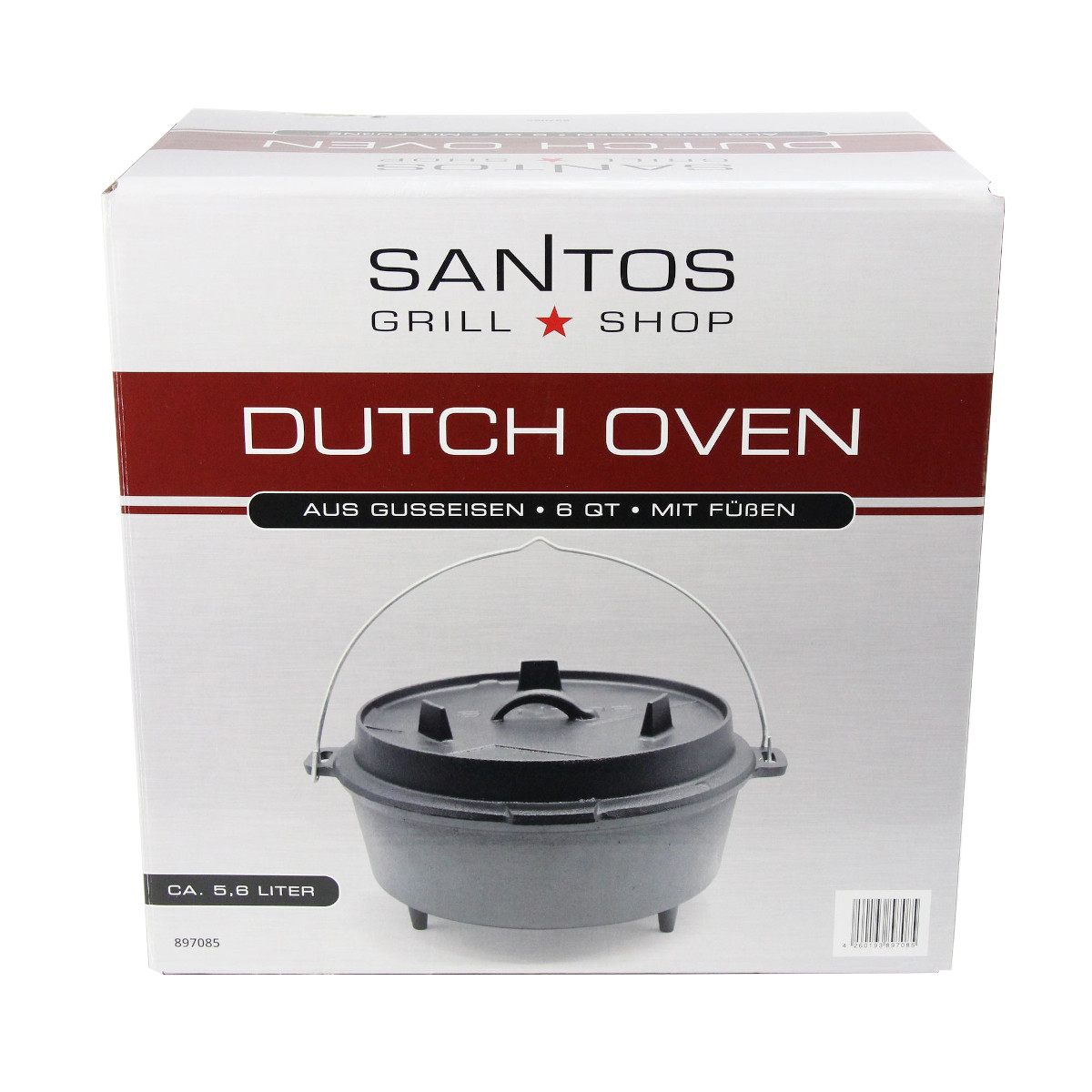 SANTOS Dutch Oven 6qt mit Füßen