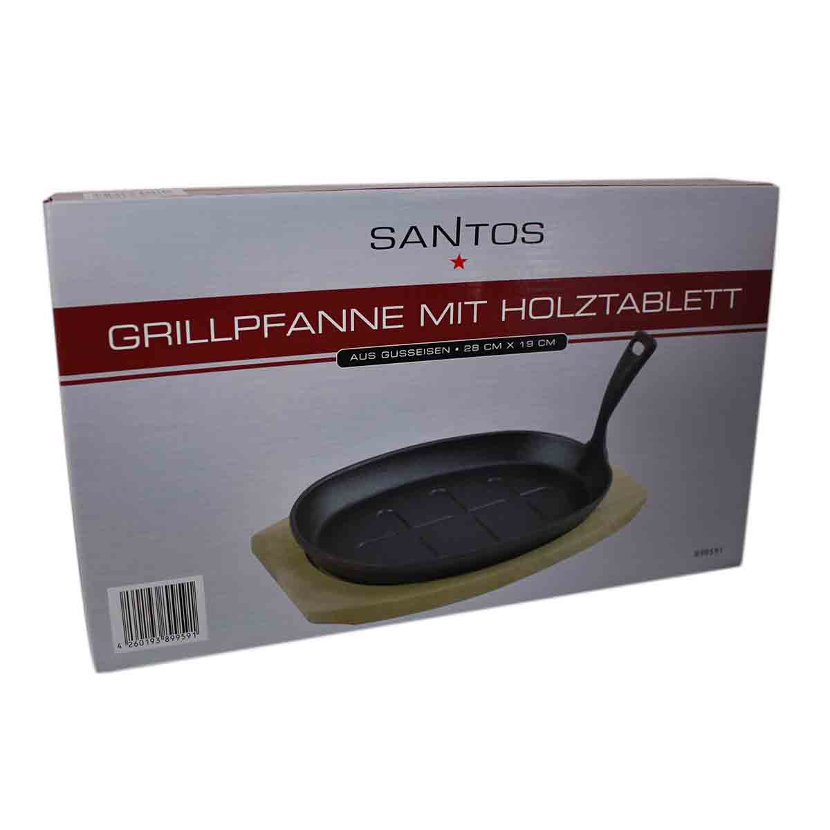 SANTOS Pfanne Gusseisen inkl. Tablett & Griff, 27,3 x 18,7 cm SANTOS Pfanne Gusseisen inkl. Tablett & Griff, 27,3 x 18,7 cm