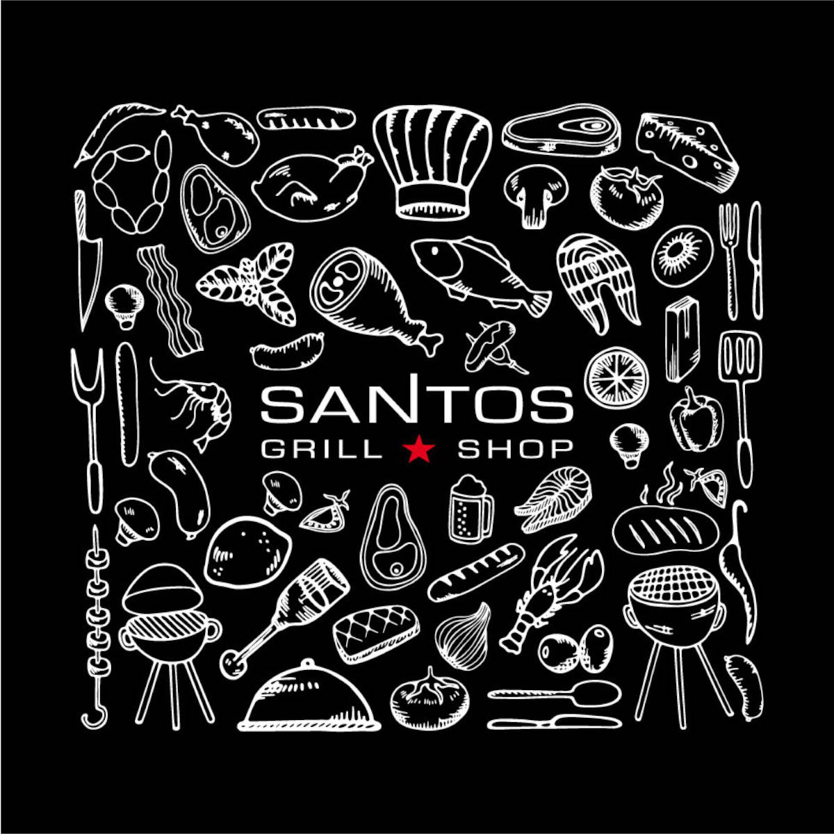 SANTOS Servietten BBQ gemischt 33x33cm SANTOS Servietten BBQ gemischt 33x33cm