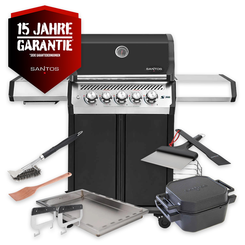 SANTOS S-318 Pro | Seiten- & Heckbrenner | Schwarz | Ready2Grill Bundle
