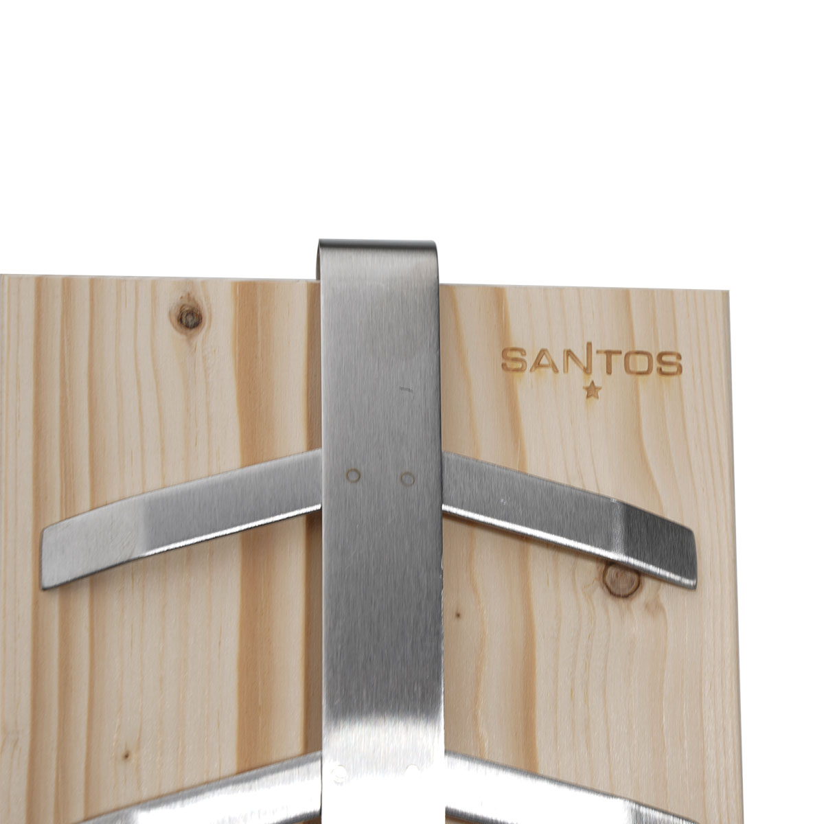 SANTOS Flammlachshalter aus Edelstahl inkl. Flammlachsbrett aus Zedernholz