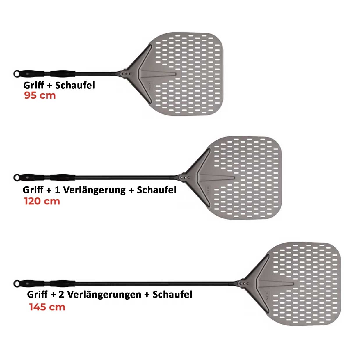 Alfa Forni Pizzaschaufel Set Large - Universal, 4-teilig