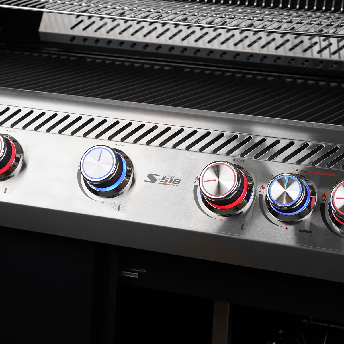 SANTOS S-518 Pro Schwarz | Seiten- & Heckbrenner | Ready2Grill Bundle