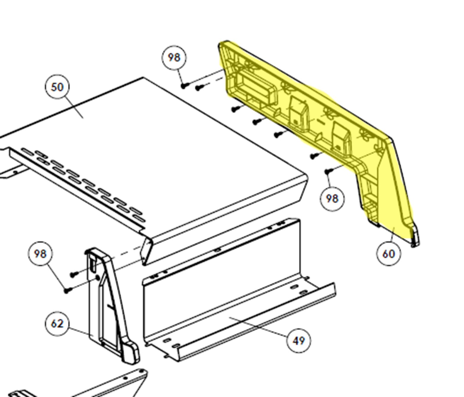 Broil King Seitenablage Endkappe rechts innen vorne SOVEREIGN