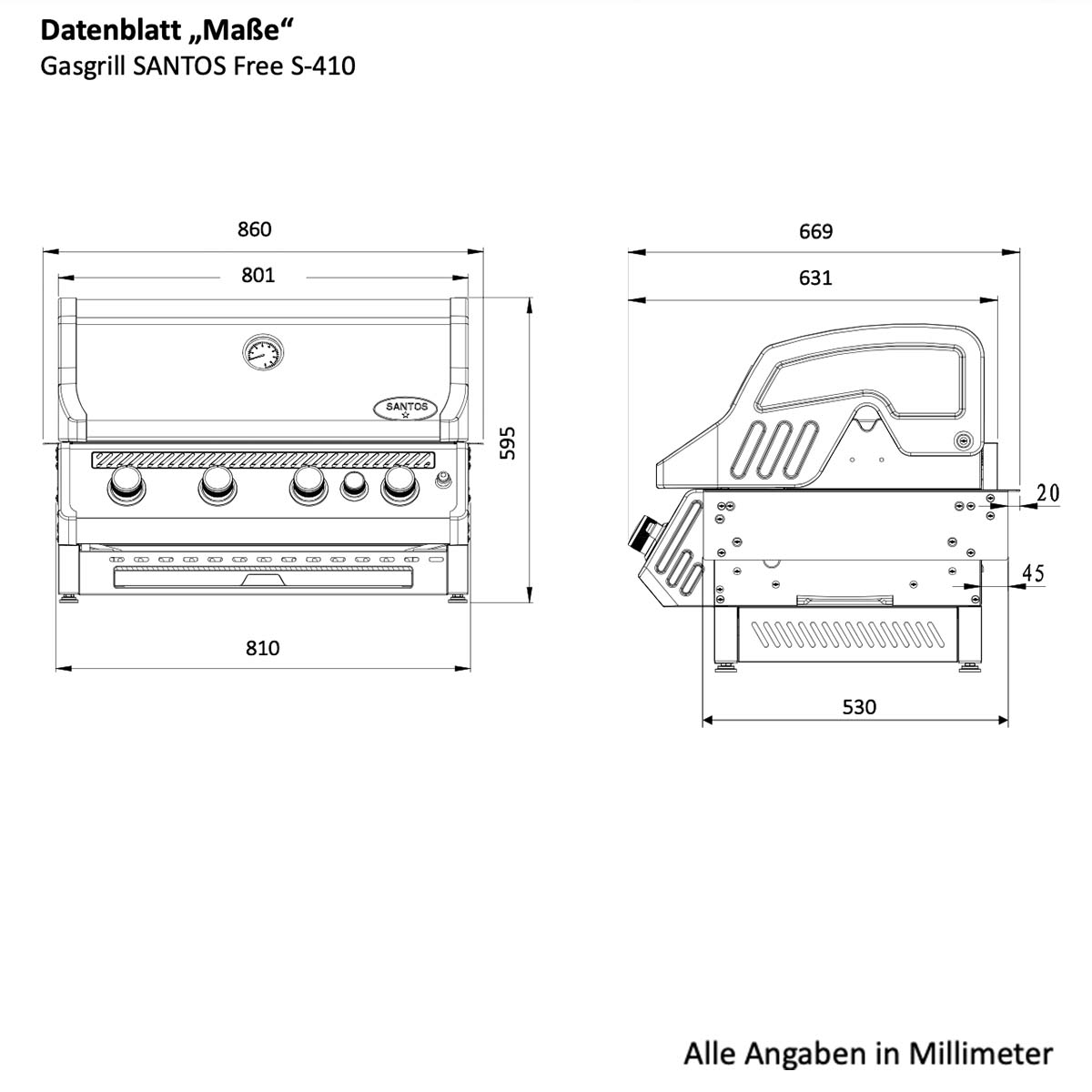 S Free S-410 Einbau Edelstahl, Inkl. Rostheber