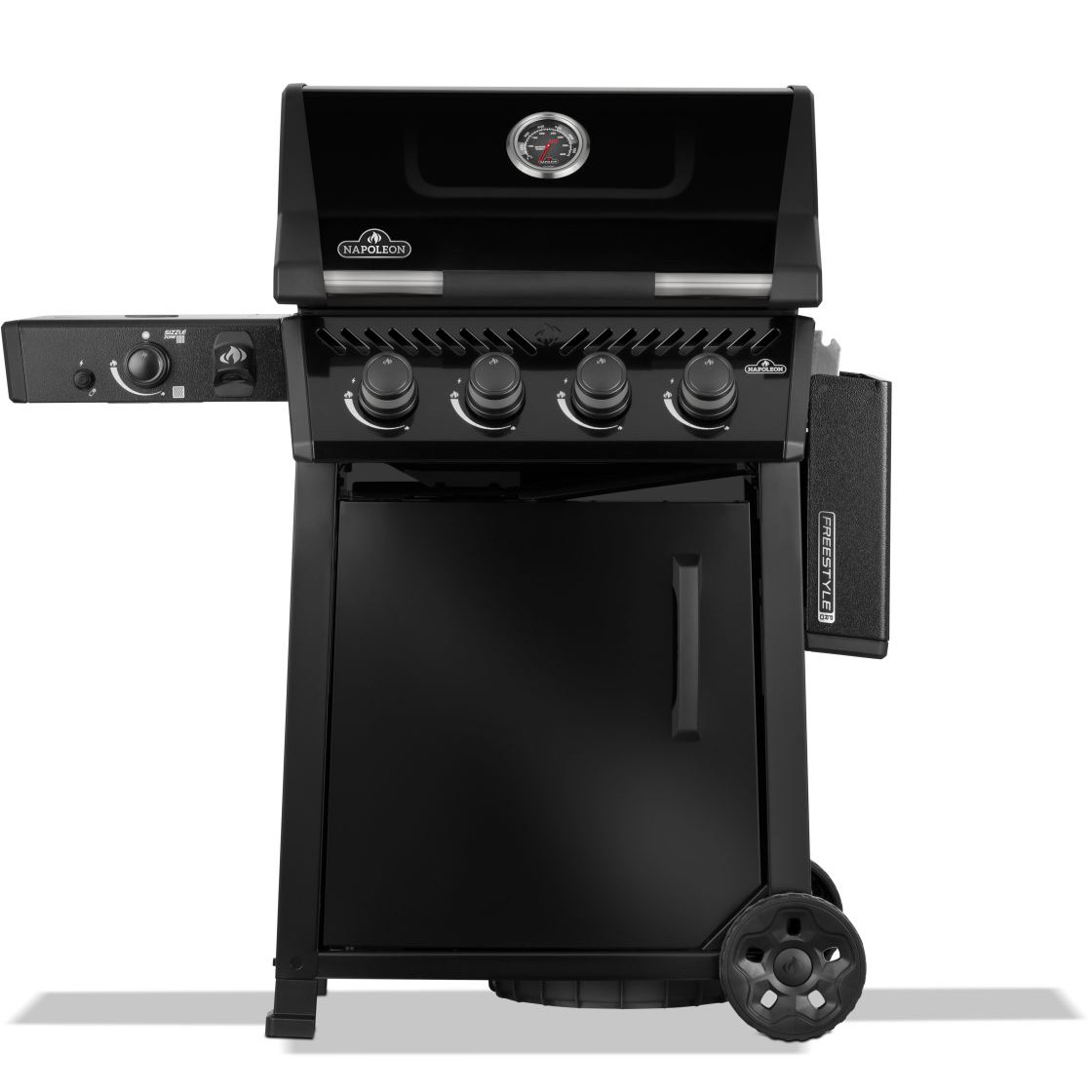 Napoleon Freestyle PRO 425 mit Sizzle Zone in Schwarz, abgeklappte Seitenablage