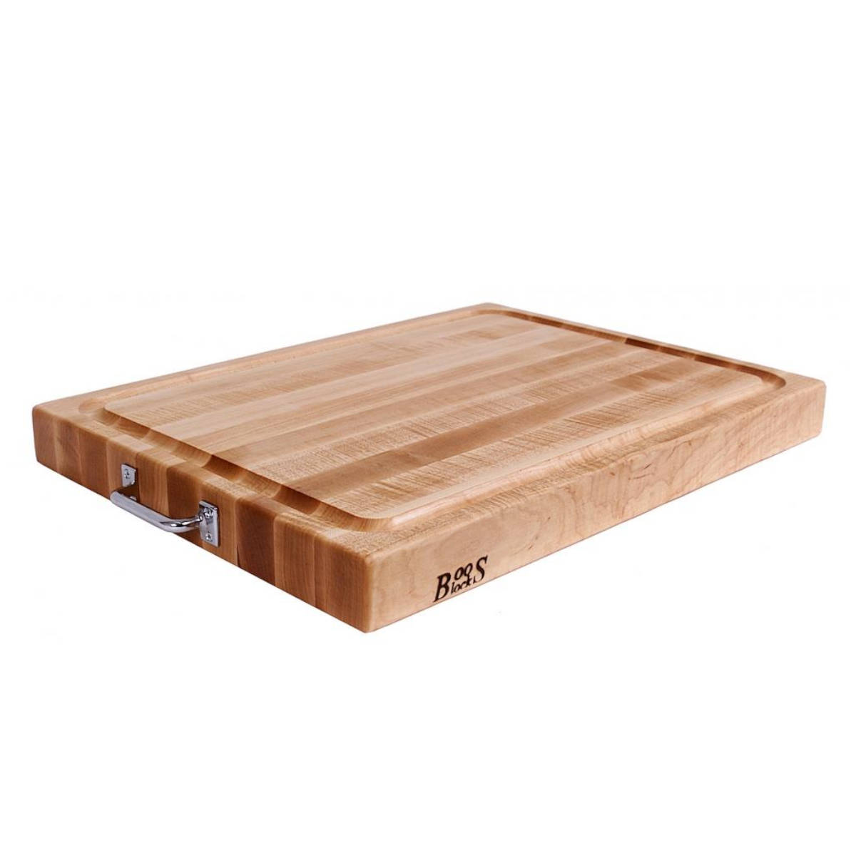 Boos Blocks Schneidebrett ProChef RA-Plus Reverso, Ahorn mit Edelstahlgriffen 61x46x6 cm