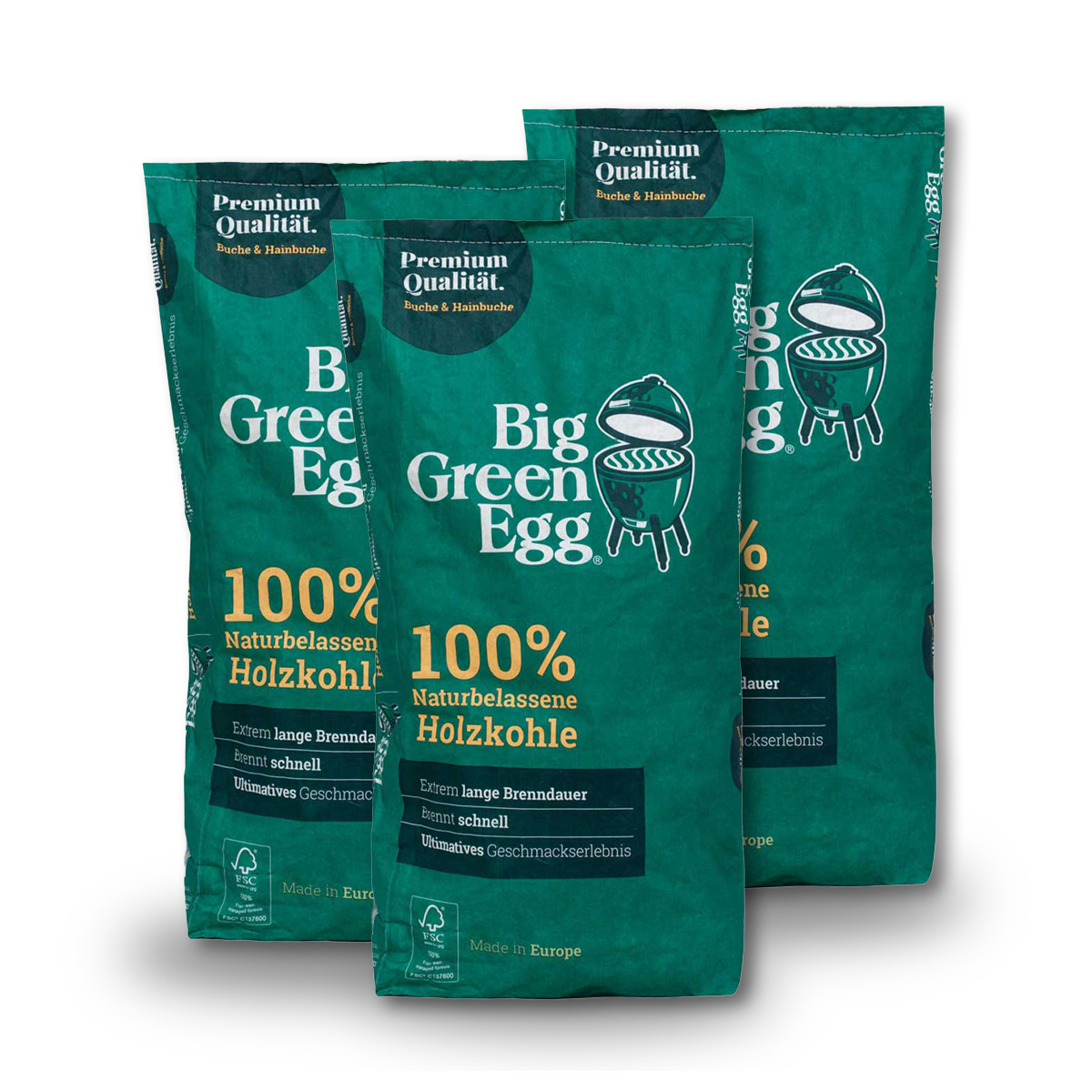 Big Green Egg Holzkohle 9 kg – 100% naturbelassen, 3er Pack