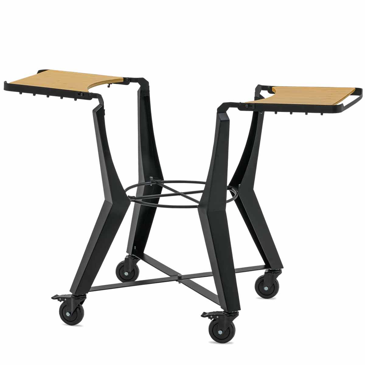 Monolith Gestell mit Seitentischen für den Two.66 Keramikgrill, schräge Ansicht vorne rechts