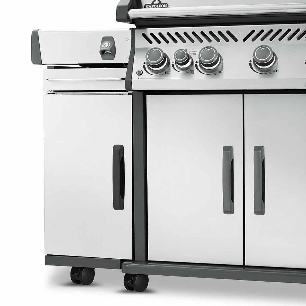Napoleon Rogue Pro Seitenschrank, Edelstahl, links am Grill montiert