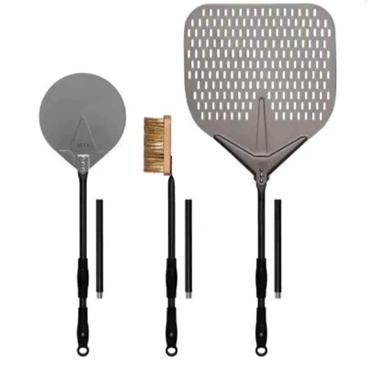 Alfa Refrattari srl Pizza-Schaufel Set (Schaufel Ø 40 cm + Wender + Bürste)