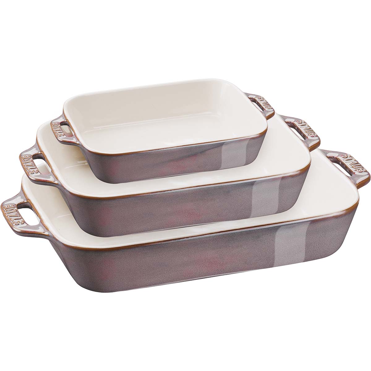 STAUB Ofenformenset, 3-tlg, rechteckig, Antik-Grau