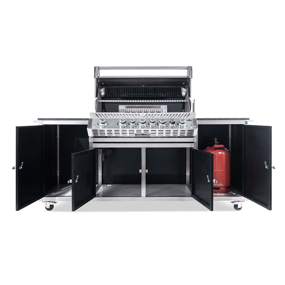 INDRA BLACKLINE Gasgrillstation Napoleon Pro 665 | inkl. Drehspieß Außenküche in schwarz
