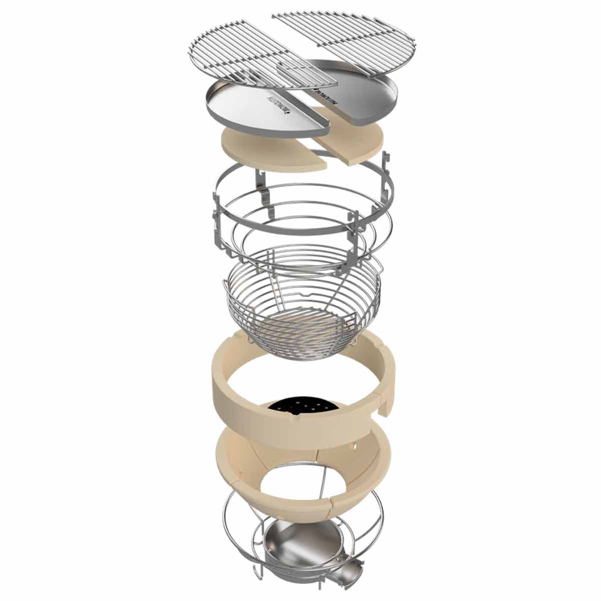 Monolith Keramikgrill Two.66: Ansicht aller modularen Innenteile