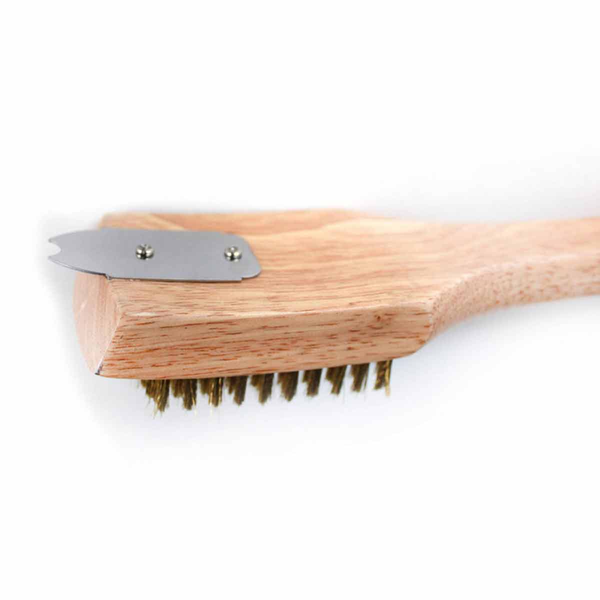 SANTOS Holz Grillbürste Messing mit Schaber, 45 cm