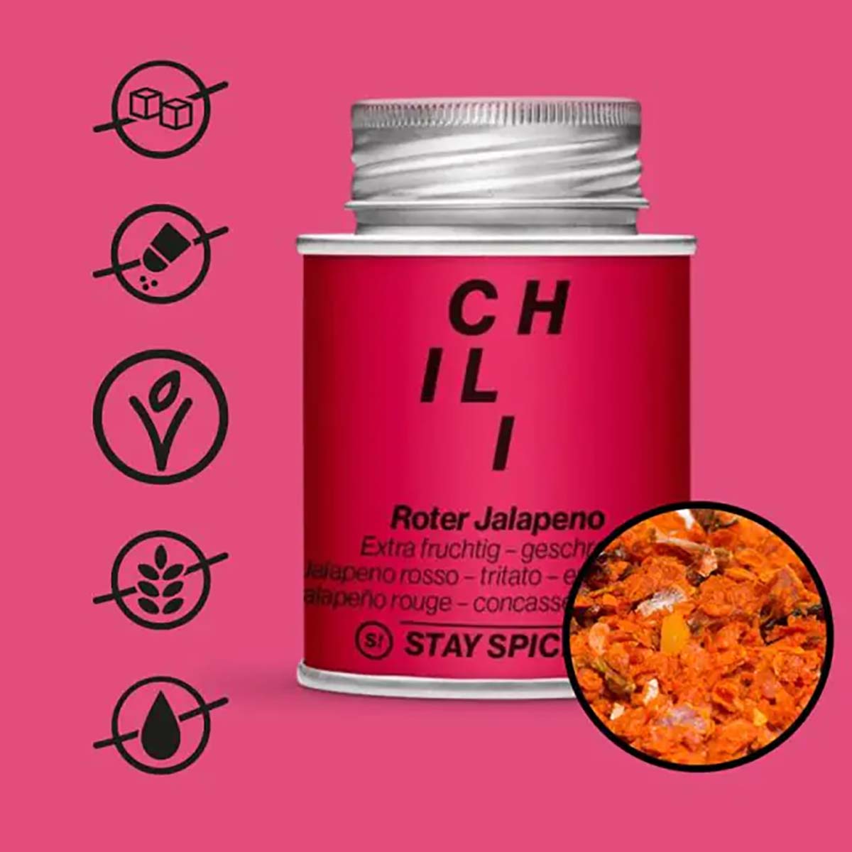 STAY SPICED !  Jalapeno Chili rot geschrotet | 70 g