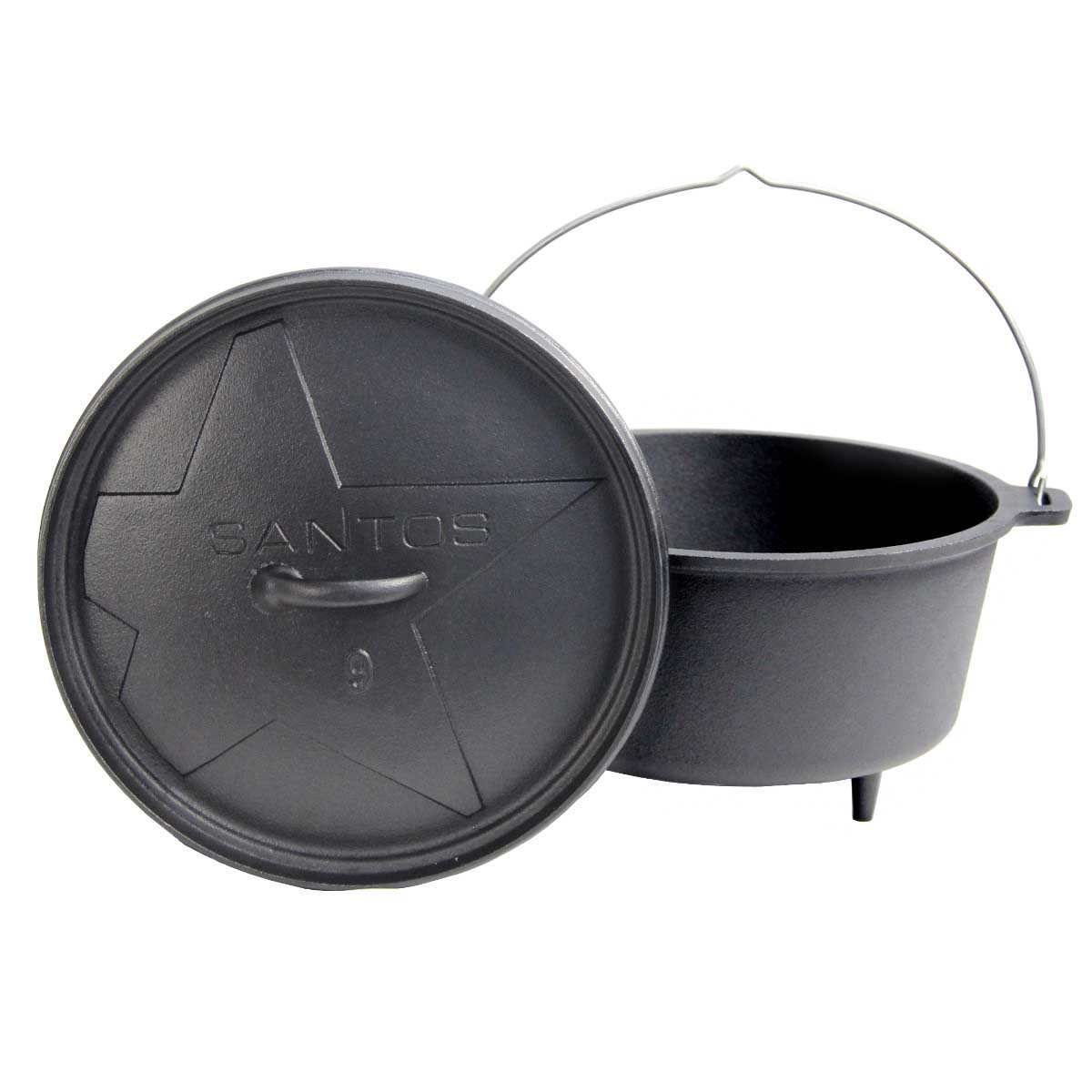 SANTOS Dutch Oven Feuertopf Schmortopf Camp Oven ca. 8 Liter / 9 Qt mit Füßen SANTOS Dutch Oven Feuertopf Schmortopf Camp Oven ca. 8 Liter / 9 Qt mit Füßen
