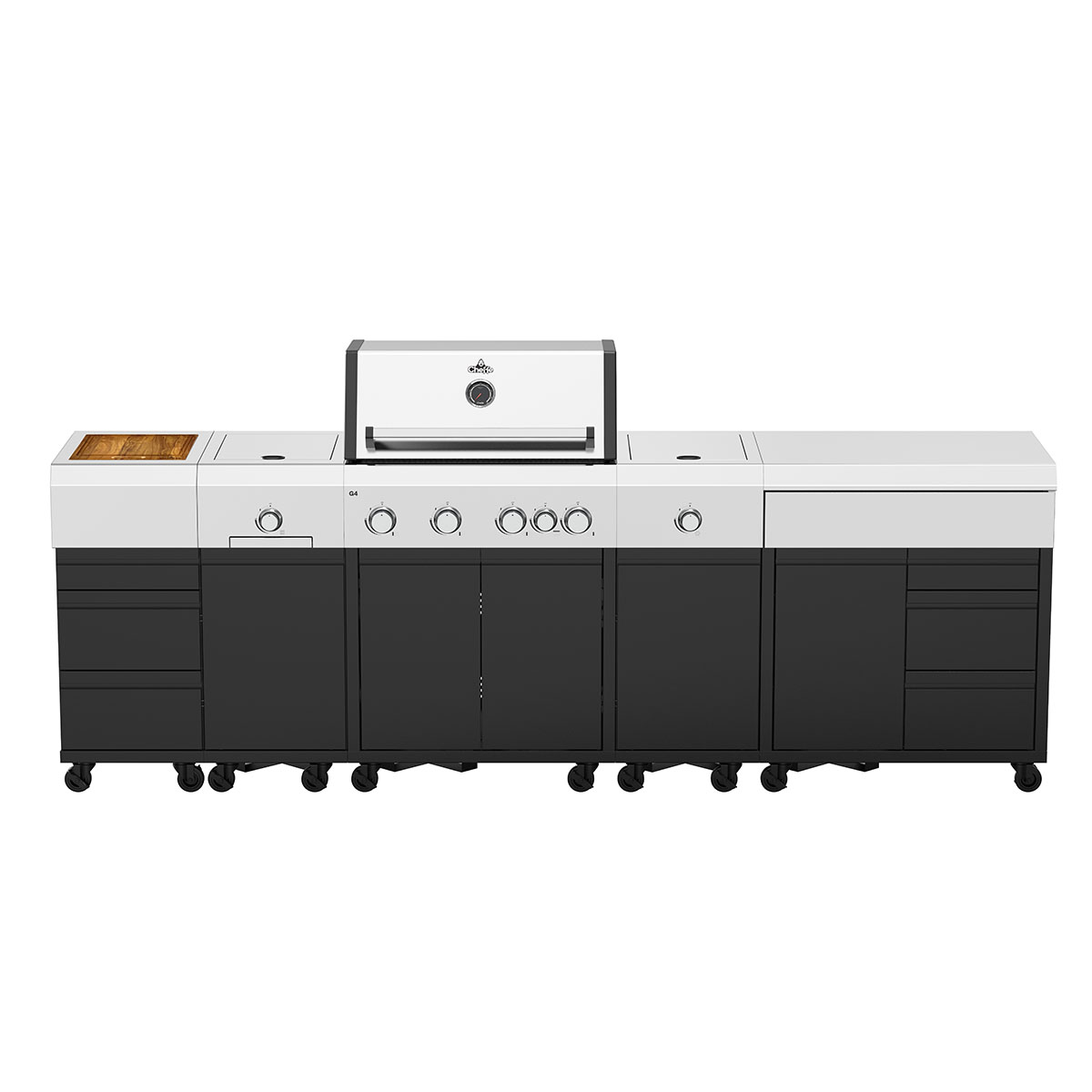 Cheffe Outdoorküche XXL280 | G4 Grill | IR Einzelmodul XL | Kochfeld Einzelmodul | Stauraum Einzel- & Doppelmodul
