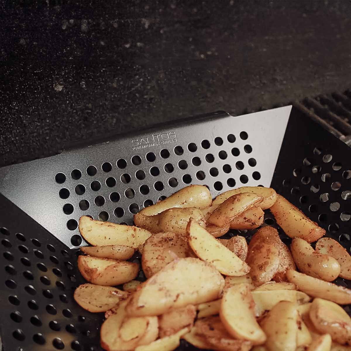 SANTOS Gemüsekorb XL / Grillwok schwarz