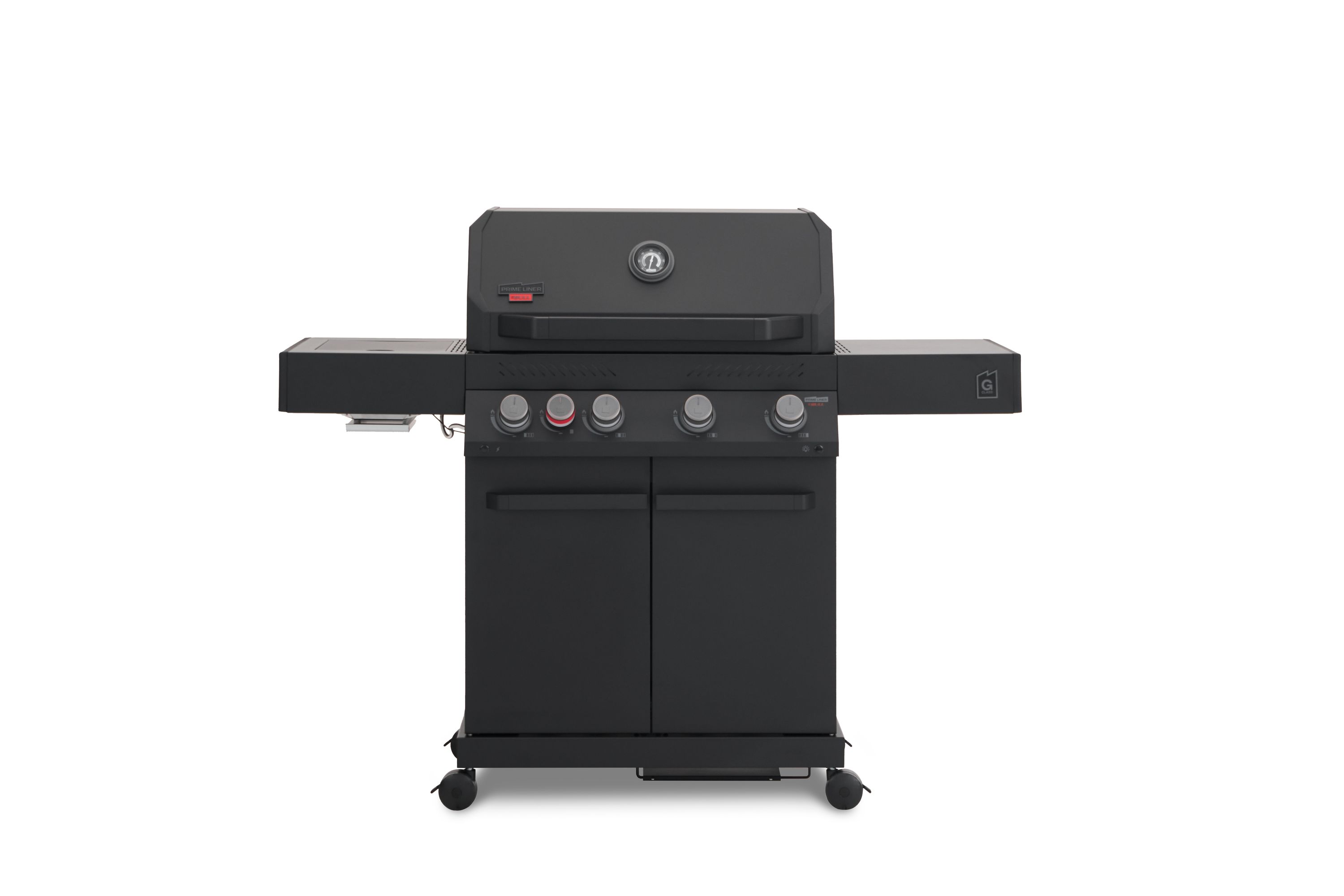 PRIMELINER G4 Gasgrill Black – 4 Brenner mit Infrarot-Seitenbrenner