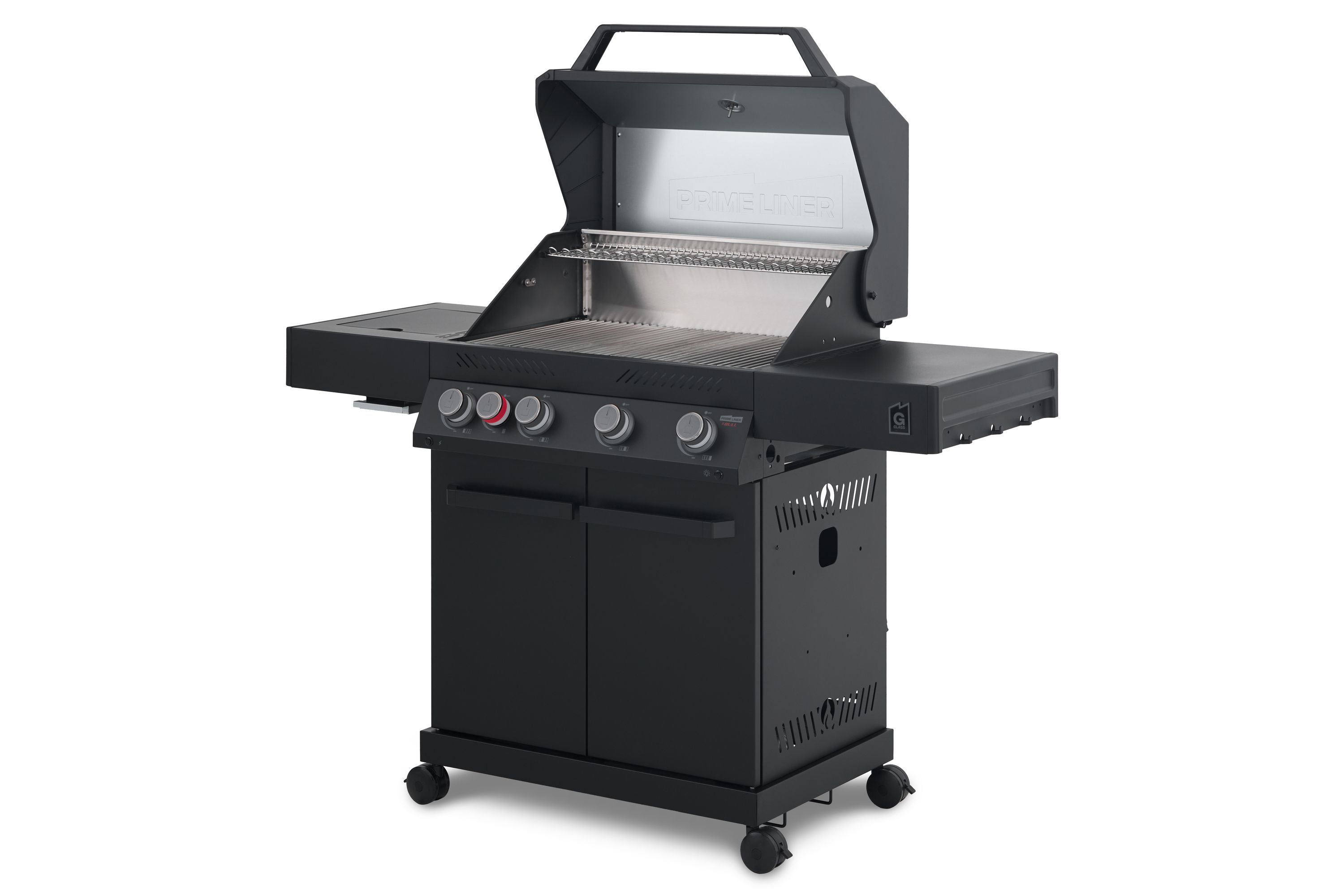 PRIMELINER G4 Gasgrill Black – 4 Brenner mit Infrarot-Seitenbrenner