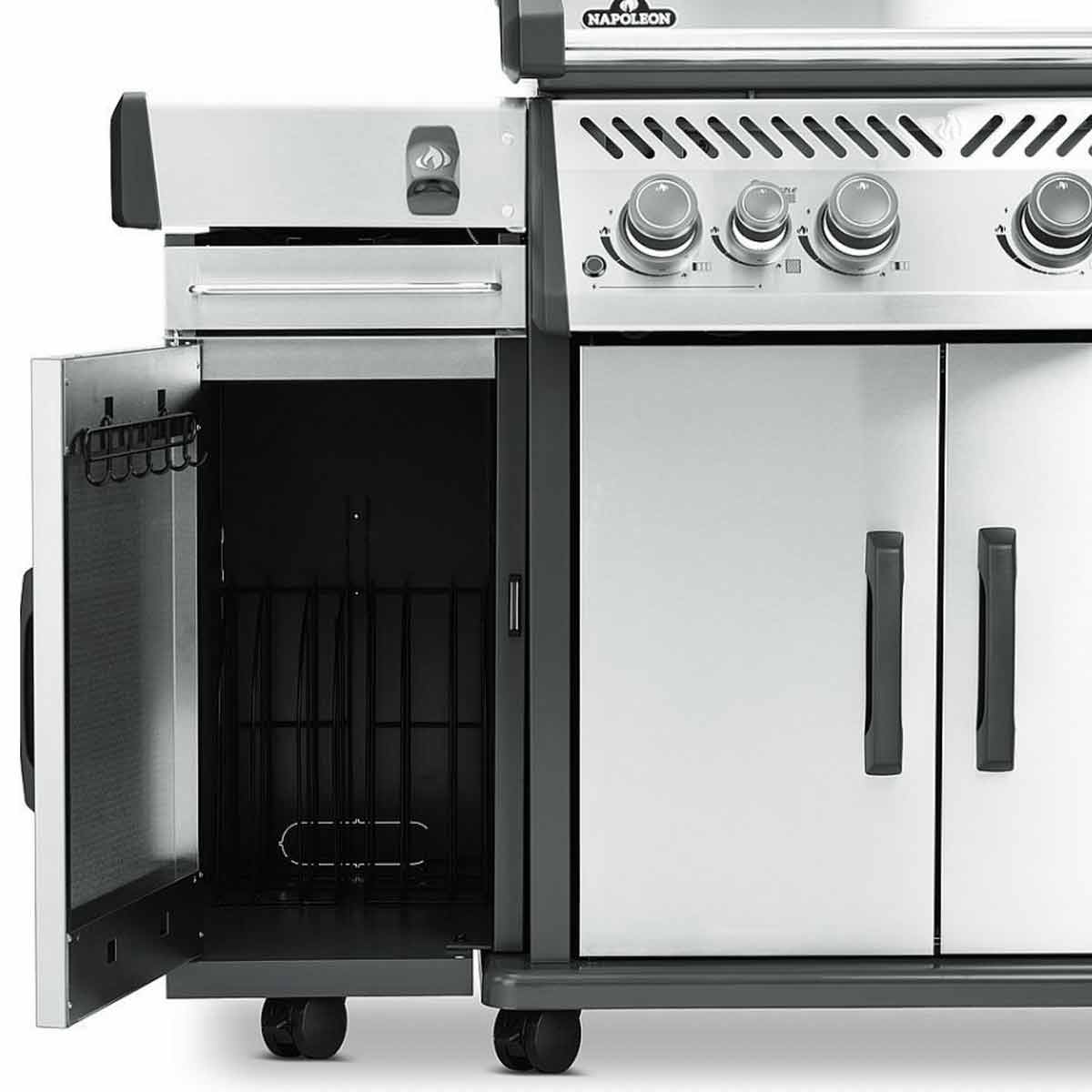 Napoleon Rogue Pro Seitenschrank, Edelstahl, links am Grill montiert