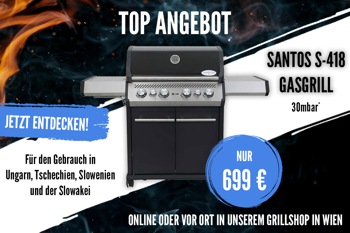 Entdeckt jetzt den SANTOS S-418 Gasgrill für den Gebrauch in Ungarn, Tschechien, der Slowakei und Slowenien für nur 699€!