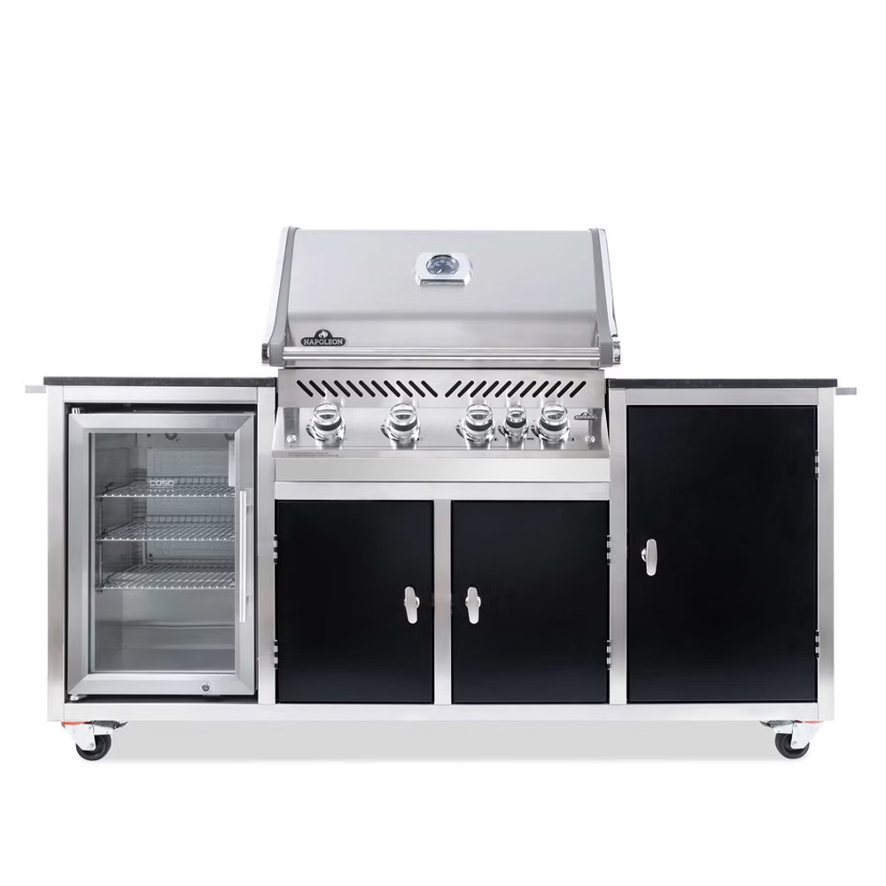 INDRA BLACKLINE Gasgrillstation Napoleon Pro 500 | Kühlschrank | inkl. Drehspieß