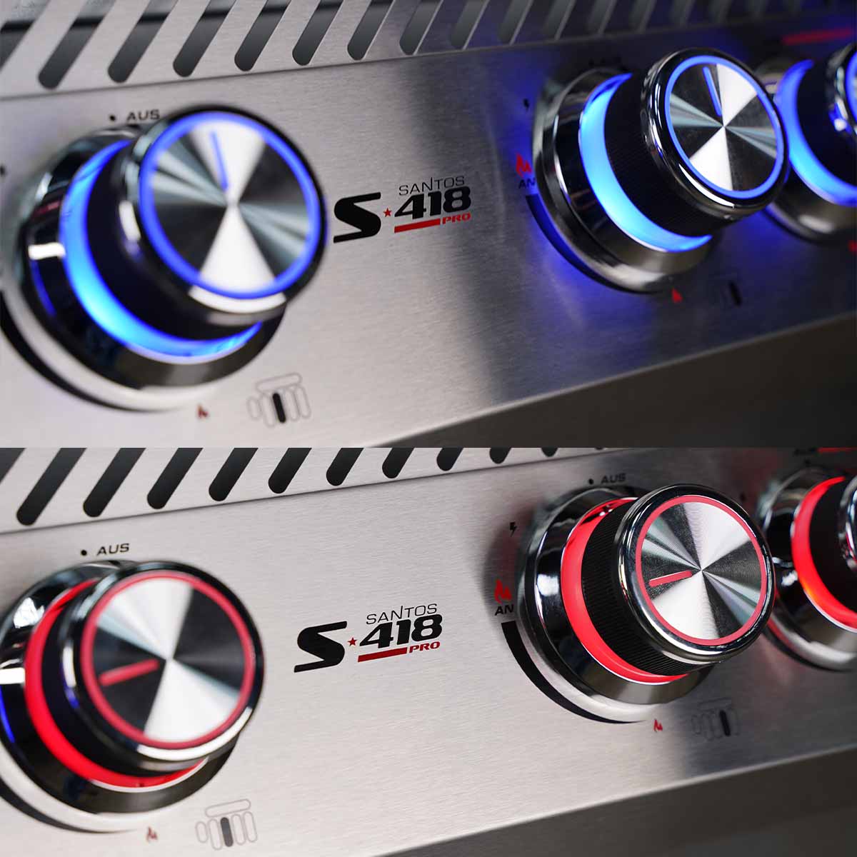 SANTOS Gasgrill S-418 Pro Edelstahl mit IR-Seiten- & Heckbrenner