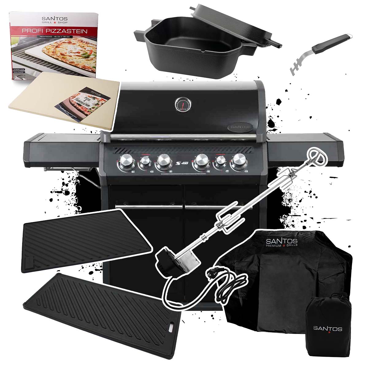 SANTOS S-418 All Black | Seiten- & Heckbrenner, Komplettpaket