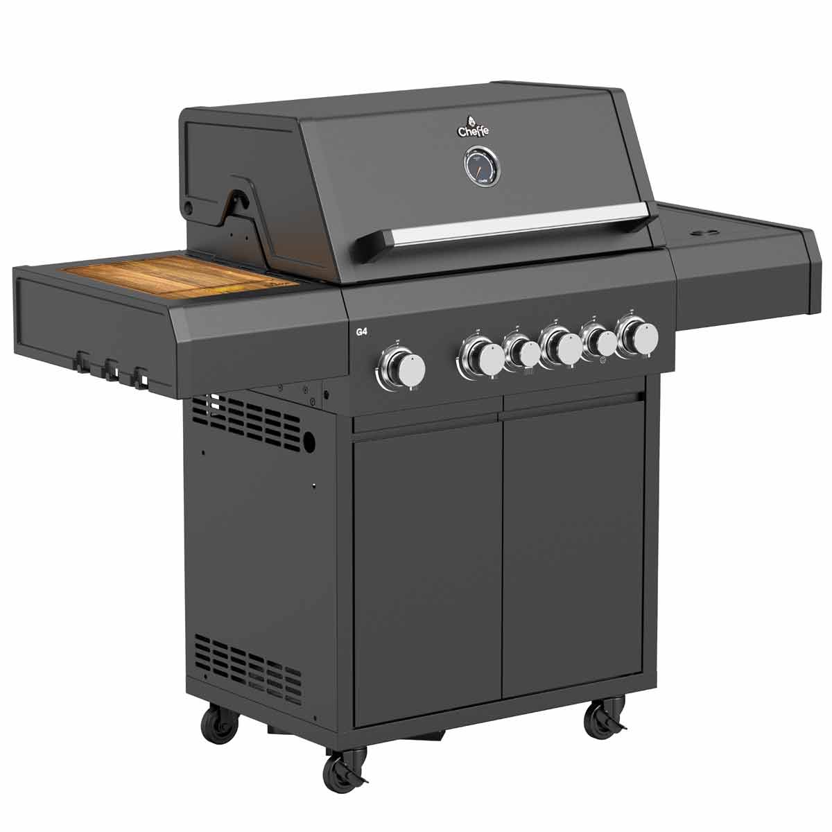 Cheffe G4 Gasgrilll 4-Brenner | Schwarz | inkl. Abdeckhaube
