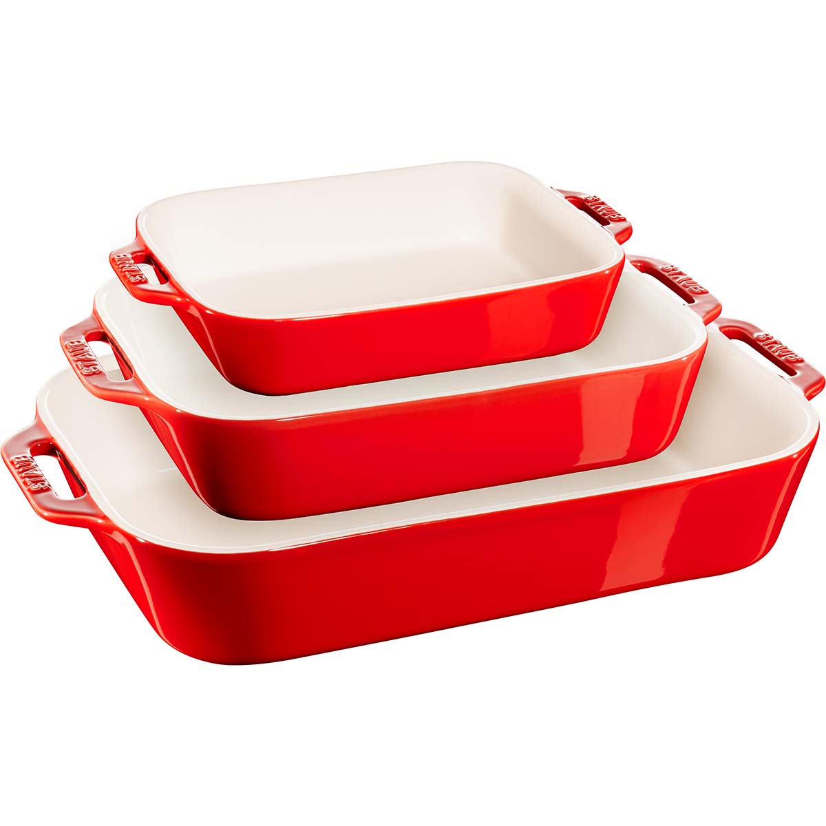 STAUB Ofenformenset, 3-tlg, rechteckig, Kirsch-Rot