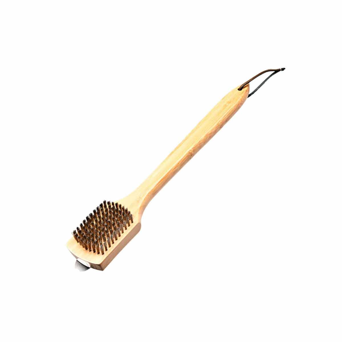 SANTOS Holz Grillbürste Messing mit Schaber, 45 cm SANTOS Holz Grillbürste Messing mit Schaber, 45 cm