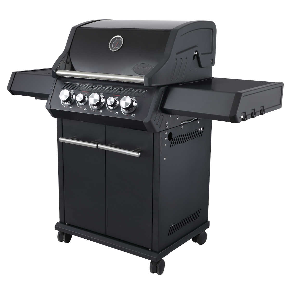 SANTOS Gasgrill S-318 | Seiten- & Heckbrenner, All Black inkl. Drehspieß, Rostheber & Silikonablage SANTOS Gasgrill S-318 | Seiten- & Heckbrenner, All Black inkl. Drehspieß, Rostheber & Silikonablage